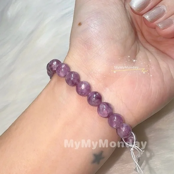 Lepidolite Bracelet 7mm Purple Mica - Picture 4 of 5